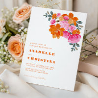 Aquarelle rose et orange Floral Mariage