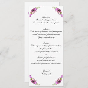 Invitation Aquarelle Rose Et Vert Mariage Floral Menu