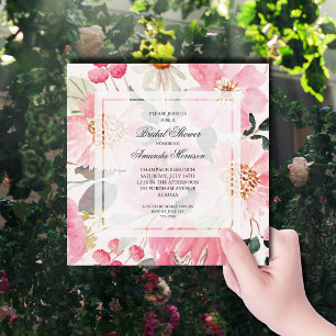 Invitation Aquarelle rose Fête des mariées florale