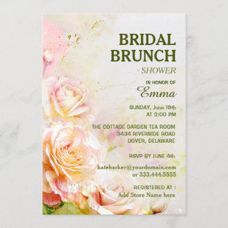 Invitation Aquarelle Rose Floral Bridal Brunch Douche