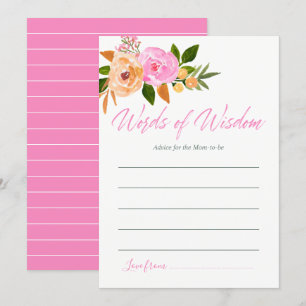 Invitation Aquarelle rose floral Conseils pour maman Baby sho