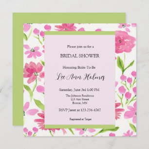 Invitation Aquarelle rose Floral Fête des mariées personnalis