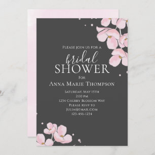 Invitation Aquarelle rose Floral Jolie Fleurs de cerisiers