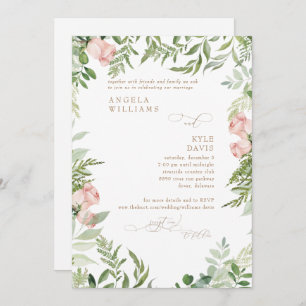 Invitation Aquarelle rose Floral & Or Eucalyptus Invitati