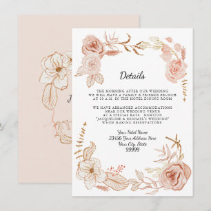 Invitation Aquarelle rose Floral Terra Cotta Détails n Hotel