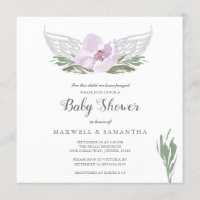 Aquarelle rose Florals Angel Wings Baby shower