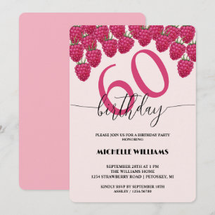 Invitation Aquarelle rose framboise Art Calligraphie Annivers