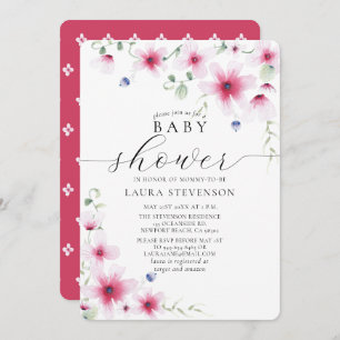 Invitation Aquarelle rose Fuchsia mignonne Fleurs lunaires