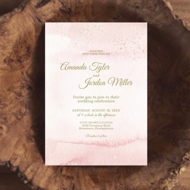 Invitation Aquarelle rose Gold Type (Créateur téléchargé)
