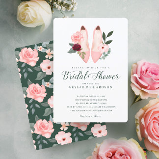 Invitation Aquarelle rose haut talon Fête des mariées florale