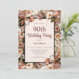 Invitation Aquarelle rose Jardin Floral 90e anniversaire
