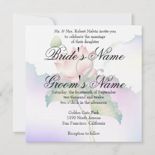 Invitation Aquarelle rose Lotus Fleurs