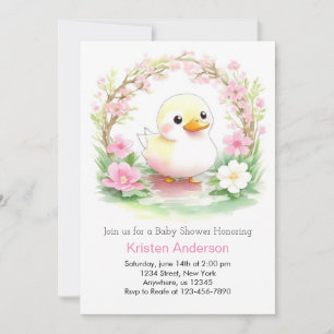 Invitation Aquarelle rose mignon Fleur sauvage Baby shower fi