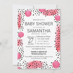 Invitation Aquarelle rose moderne Baby shower Abstrait
