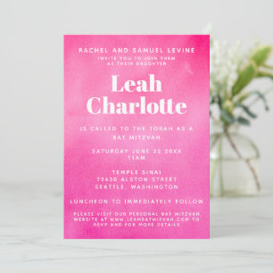 Invitation Aquarelle rose moderne Bat mitzvah budget tendance