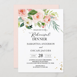 Invitation Aquarelle rose moderne Beauté Fleurs et Feuilles