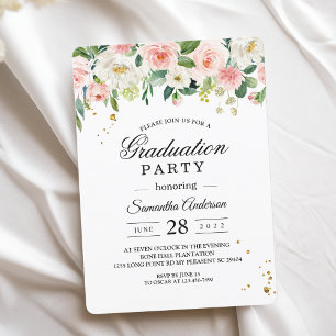 Invitation Aquarelle rose moderne Beauté Fleurs et gouttes d'