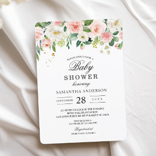 Invitation Aquarelle rose moderne Beauté Fleurs et gouttes d'