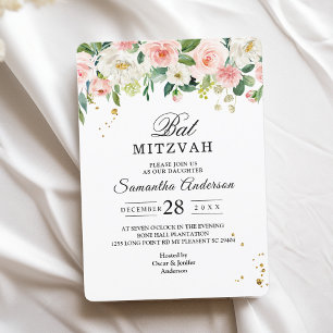 Invitation Aquarelle rose moderne Beauté Fleurs et gouttes d'