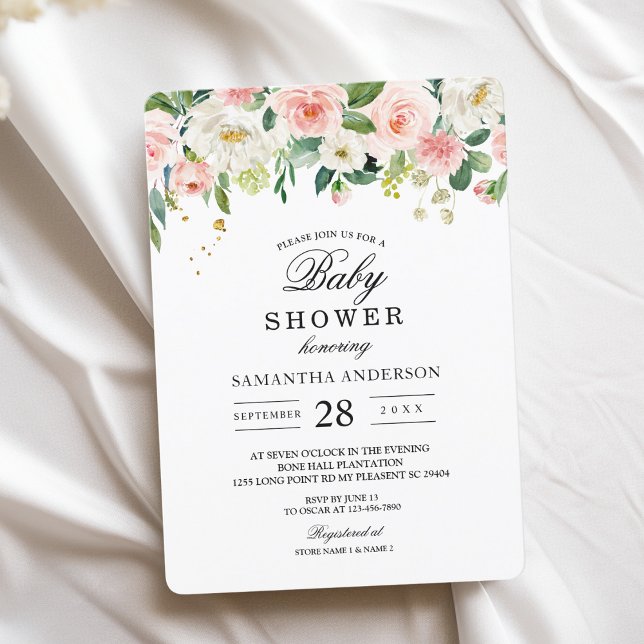 Invitation Aquarelle rose moderne Beauté Fleurs et gouttes d' (Créateur téléchargé)