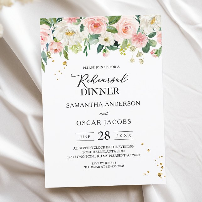 Invitation Aquarelle rose moderne Beauté Fleurs et gouttes d' (Créateur téléchargé)