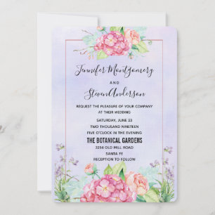 Invitation Aquarelle rose moderne Mariage de bouquet floral