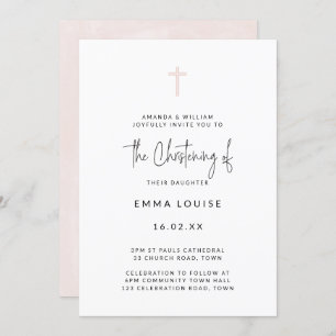 Invitation Aquarelle rose moderne minimaliste