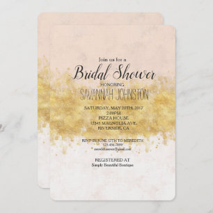 Invitation Aquarelle rose or