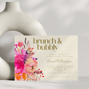 Invitation Aquarelle rose or Floral Bridal Brunch Message