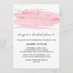 Invitation Aquarelle rose & or Lingerie Fête des mariées