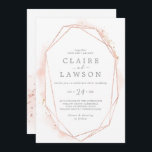 Invitation Aquarelle rose or Mariage Décontracté géométrique<br><div class="desc">Cette faire-part de mariage décontractée géométrique en or rose est parfaite pour un mariage élégant. Le design fantaisiste est composé d'aquarelle rose vif neutre avec de belles formes géométriques et parties scintillant en feuille d'or faux rose.</div>