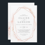 Invitation Aquarelle rose or Mariage Décontracté géométrique<br><div class="desc">Cette faire-part de mariage décontractée géométrique en or rose est parfaite pour un mariage élégant. Le design fantaisiste est composé d'aquarelle rose vif neutre avec de belles formes géométriques et parties scintillant en feuille d'or faux rose.</div>