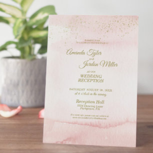 Invitation Aquarelle rose Or Type Mariage Réception
