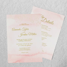 Aquarelle rose Or Type Tout en un Mariage