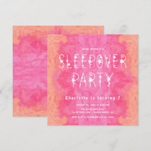 Invitation Aquarelle rose orange Starry Girls Sleepover Invi