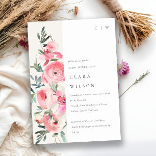 Invitation Aquarelle rose orchidée Fête des mariées florale