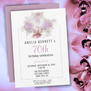 Invitation Aquarelle rose orchidée Floral fête d'anniversaire