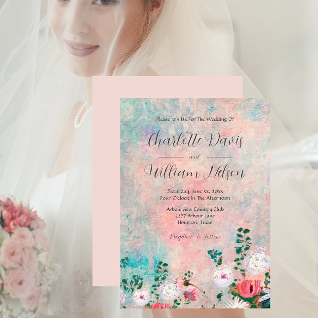 Invitation Aquarelle rose pâle Fleur sauvage Jardin Mariage (Watercolor Blush Pink Wildflower Garden Wedding Invitation)