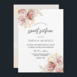 Invitation Aquarelle rose pâle Fleurs Beau Sweet sixteen<br><div class="desc">Fleurs d'aquarelle rose vif Beau Sweet sixteen Invitation Voir notre magasin pour beaucoup d'autres invitations de mariage et articles correspondants.</div>