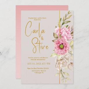 Invitation Aquarelle rose pâle Floral Budget Mariage