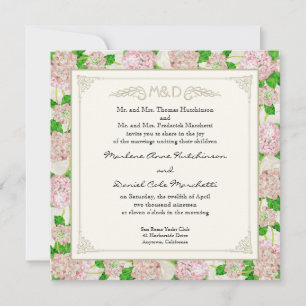 Invitation Aquarelle rose pâle Floral Élégant Vintage chic
