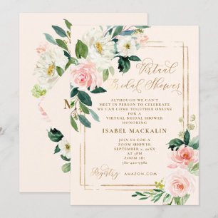 Invitation Aquarelle rose pâle Floral Fête des mariées virtue