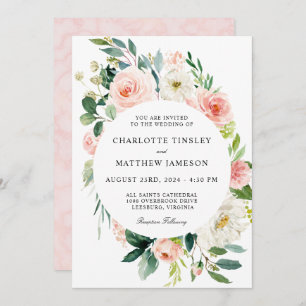 Invitation Aquarelle rose pâle Mariage Floral