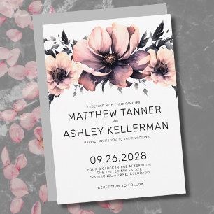 Invitation Aquarelle rose pâle Mariage floral