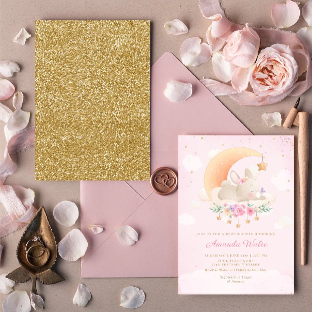 Invitation Aquarelle rose pâle mignonne Baby shower fille lap (Créateur téléchargé)