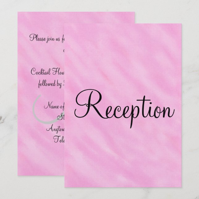 Invitation Aquarelle rose pâle Monogramme de réception de mar (Devant / Derrière)