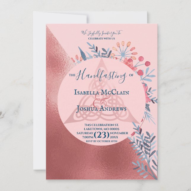 Invitation Aquarelle rose Pearl Floral Pagan à la main (Devant)