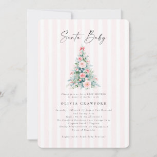 Invitation Aquarelle rose Père Noël Baby shower de Noël bébé