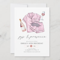 Aquarelle rose PJs & Prosecco fête d'anniversaire