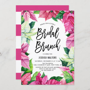 Invitation Aquarelle rose Poinsettias Floral Bridal Brunch